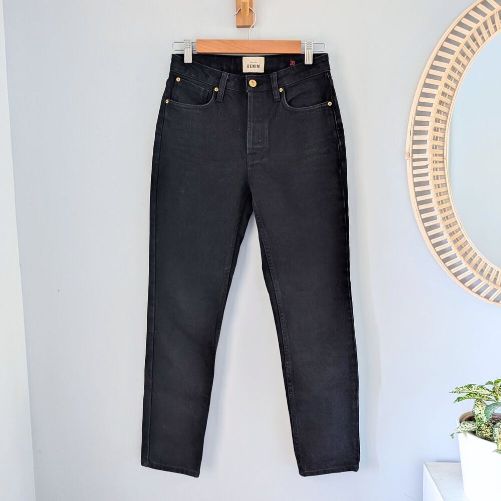 SEZANE Brut Sexy Black Denim Straight Leg Jeans Organic Cotton, 26, worn once